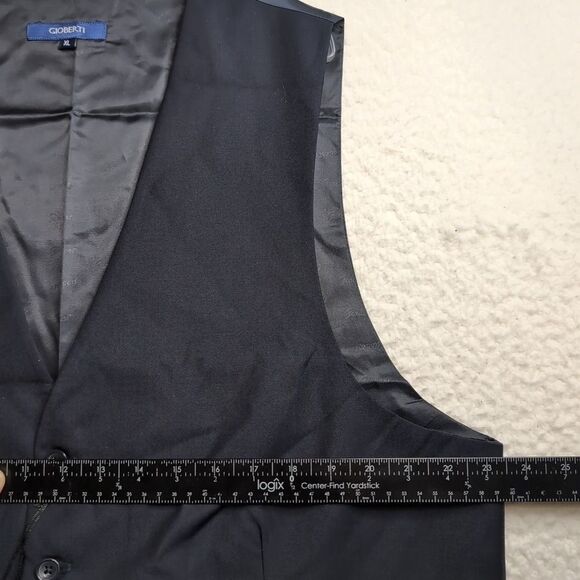 Gioberti Lined Men XL Navy Blue 5-Button Formal Suit Vest VS95 with Real Pockets - Picture 5 of 8
